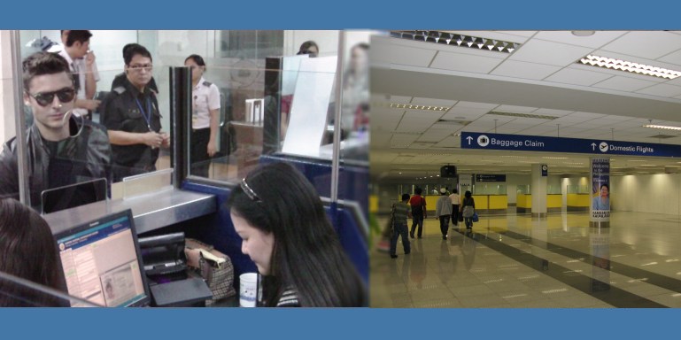 Immigration checks a passport (photos from NAIA-1) Immigration checks a passport